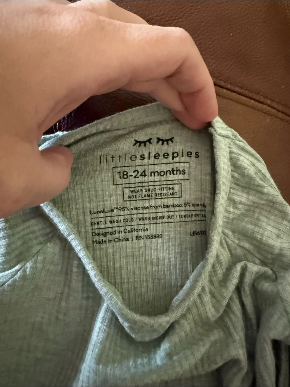 Little Sleepies Sage Green Ribbed Footed Pajamas